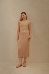 Angela ribbed Pima Cotton knit skirt