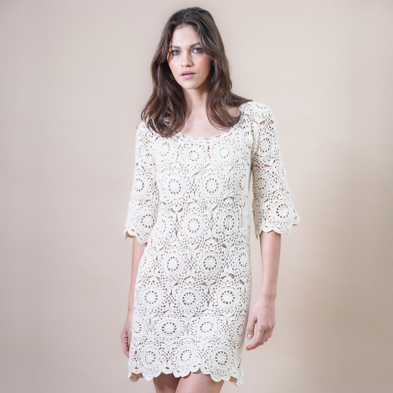 Alba Flower Pima Cotton Crochet Dress S / Bone / Pima Cotton Alba Flower Pima Cotton Crochet Dress S / Bone / Pima Cotton