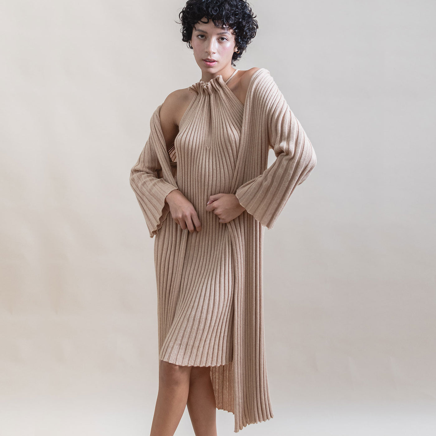 Halter Native Organic Cotton Knit dress – KUSIKUSI Knitwear